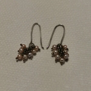925 pink Seed pearls  earrings